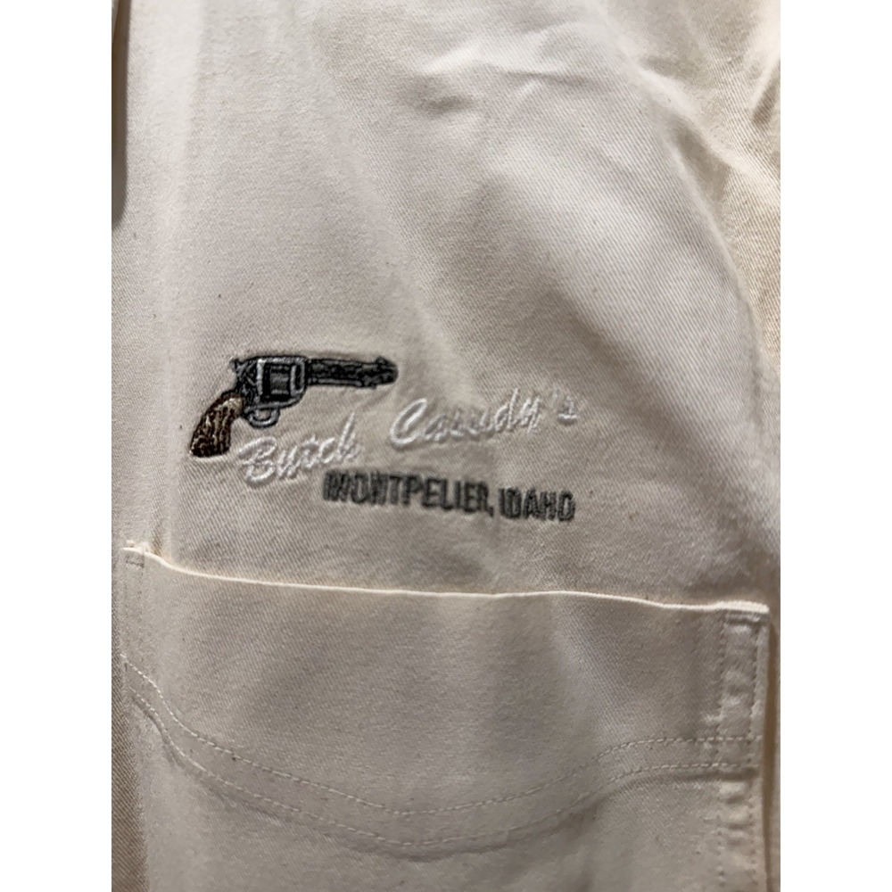 Butch Cassidy's Montpelier Idaho Western Work Shirt Cream Cotton Twill Men's L - Picture 2 of 4